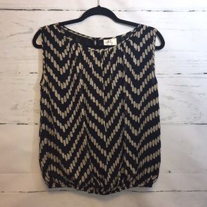 Milly Black and Cream Sleeveless Silk Blouse